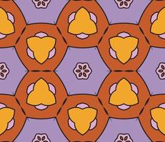Abstract colorful doodle geometric flower seamless pattern. Floral background. Kaleidoscope mosaic, geo tile of thin line ornament. vector