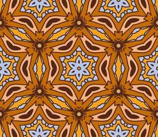 Abstract colorful doodle geometric flower seamless pattern. Floral background. Kaleidoscope mosaic, geo tile of thin line ornament. vector
