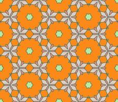 Abstract colorful doodle geometric flower seamless pattern. Floral background. Kaleidoscope mosaic, geo tile of thin line ornament. vector