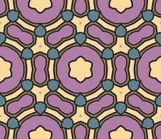 Abstract colorful doodle geometric flower seamless pattern. Floral background. Kaleidoscope mosaic, geo tile of thin line ornament. vector