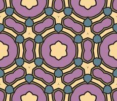 Abstract colorful doodle geometric flower seamless pattern. Floral background. Kaleidoscope mosaic, geo tile of thin line ornament. vector