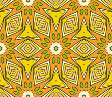 Abstract colorful doodle geometric flower seamless pattern. Floral background. Kaleidoscope mosaic, geo tile of thin line ornament. vector