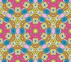 Abstract colorful doodle geometric flower seamless pattern. Floral background. Kaleidoscope mosaic, geo tile of thin line ornament. vector