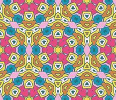 Abstract colorful doodle geometric flower seamless pattern. Floral background. Kaleidoscope mosaic, geo tile of thin line ornament. vector