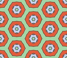 Abstract colorful doodle geometric flower seamless pattern. Floral background. Kaleidoscope mosaic, geo tile of thin line ornament. vector