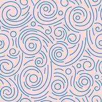 Abstract hand drawn doodle thin line wavy seamless pattern. Curly linear messy background. vector