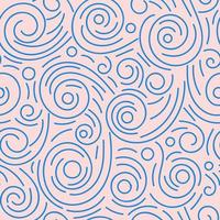 Abstract hand drawn doodle thin line wavy seamless pattern. Curly linear messy background. vector