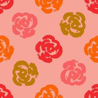 Cute cartoon doodle rose seamless pattern. Floral element background. vector