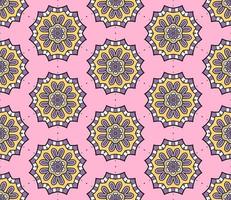 Abstract colorful doodle geometric flower seamless pattern. Floral background. Mosaic, geo tile of thin line ornament. vector