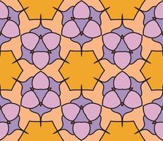 Abstract colorful doodle geometric flower seamless pattern. Floral background. Kaleidoscope mosaic, geo tile of thin line ornament. vector