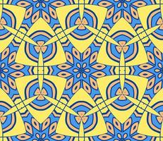 Abstract colorful doodle geometric flower seamless pattern. Floral background. Kaleidoscope mosaic, geo tile of thin line ornament. vector