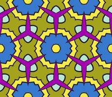Abstract colorful doodle geometric flower seamless pattern. Floral background. Kaleidoscope mosaic, geo tile of thin line ornament. vector
