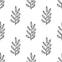 Tropical background with hand drawn palm leaves. Tropic seamless pattern. vector