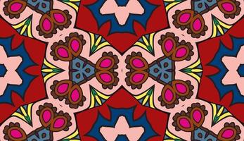 Abstract colorful doodle geometric flower seamless pattern. Floral background. Mosaic, geo tile of thin line ornament. vector