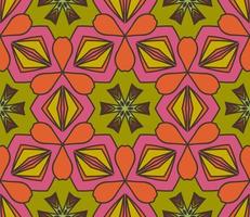 Abstract colorful doodle geometric flower seamless pattern. Floral background. Kaleidoscope mosaic, geo tile of thin line ornament. vector