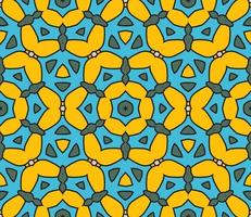 Abstract colorful doodle geometric flower seamless pattern. Floral background. Kaleidoscope mosaic, geo tile of thin line ornament. vector