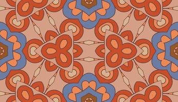 Abstract colorful doodle geometric flower seamless pattern. Floral background. Kaleidoscope mosaic, geo tile of thin line ornament. vector