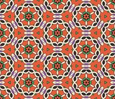 Abstract colorful doodle geometric flower seamless pattern. Floral background. Kaleidoscope mosaic, geo tile of thin line ornament. vector