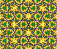Abstract colorful doodle geometric flower seamless pattern. Floral background. Kaleidoscope mosaic, geo tile of thin line ornament. vector