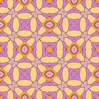 Abstract colorful doodle geometric flower seamless pattern. Floral background. Kaleidoscope mosaic, geo tile of thin line ornament. vector