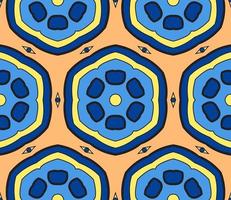 Abstract colorful doodle geometric flower seamless pattern. Floral background. Kaleidoscope mosaic, geo tile of thin line ornament. vector