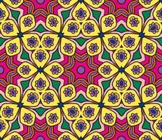 Abstract colorful doodle geometric flower seamless pattern. Floral background. Kaleidoscope mosaic, geo tile of thin line ornament. vector