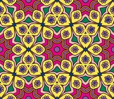 Abstract colorful doodle geometric flower seamless pattern. Floral background. Kaleidoscope mosaic, geo tile of thin line ornament. vector