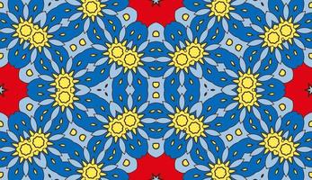 Abstract colorful doodle geometric flower seamless pattern. Floral background. Kaleidoscope mosaic, geo tile of thin line ornament. vector