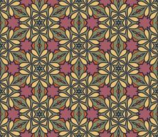 Abstract colorful doodle geometric flower seamless pattern. Floral background. Kaleidoscope mosaic, geo tile of thin line ornament. vector