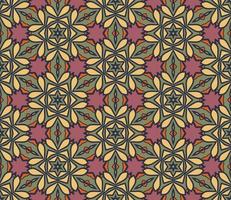 Abstract colorful doodle geometric flower seamless pattern. Floral background. Kaleidoscope mosaic, geo tile of thin line ornament. vector