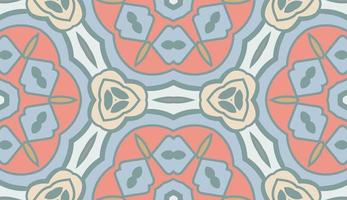 Abstract colorful doodle geometric flower seamless pattern. Floral background. Kaleidoscope mosaic, geo tile of thin line ornament. vector
