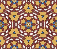 Abstract colorful doodle geometric flower seamless pattern. Floral background. Kaleidoscope mosaic, geo tile of thin line ornament. vector