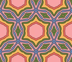 Abstract colorful doodle geometric flower seamless pattern. Floral background. Kaleidoscope mosaic, geo tile of thin line ornament. vector