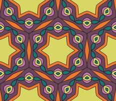 Abstract colorful doodle geometric flower seamless pattern. Floral background. Kaleidoscope mosaic, geo tile of thin line ornament. vector