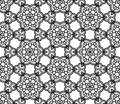 Abstract colorful doodle geometric flower seamless pattern. Floral background. Kaleidoscope mosaic, geo tile of thin line ornament.