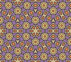 Abstract colorful doodle geometric flower seamless pattern. Floral background. Kaleidoscope mosaic, geo tile of thin line ornament. vector