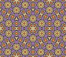 Abstract colorful doodle geometric flower seamless pattern. Floral background. Kaleidoscope mosaic, geo tile of thin line ornament. vector