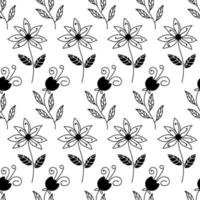 Floral seamless pattern with doodle flowers. Abstract wallpaper. Fabric, digital print. Modern infinity wrapping paper. vector