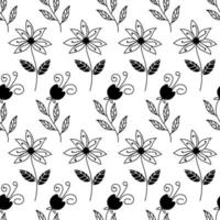 Floral seamless pattern with doodle flowers. Abstract wallpaper. Fabric, digital print. Modern infinity wrapping paper. vector