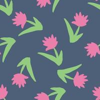 Seamless pattern with hand drawn flowers. Floral ornament background. Doodle flower wallpaper. vector