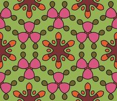Abstract colorful doodle geometric flower seamless pattern. Floral background. Kaleidoscope mosaic, geo tile of thin line ornament. vector
