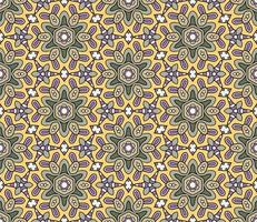 Abstract colorful doodle geometric flower seamless pattern. Floral background. Mosaic, geo tile of thin line ornament. vector
