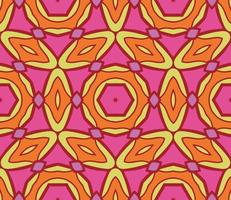 Abstract colorful doodle geometric flower seamless pattern. Floral background. Kaleidoscope mosaic, geo tile of thin line ornament. vector