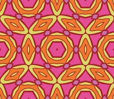 Abstract colorful doodle geometric flower seamless pattern. Floral background. Kaleidoscope mosaic, geo tile of thin line ornament. vector