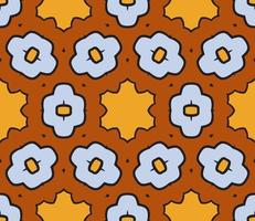 Abstract colorful doodle geometric flower seamless pattern. Floral background. Kaleidoscope mosaic, geo tile of thin line ornament. vector