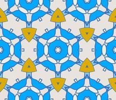 Abstract colorful doodle geometric flower seamless pattern. Floral background. Kaleidoscope mosaic, geo tile of thin line ornament. vector
