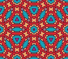 Abstract colorful doodle geometric flower seamless pattern. Floral background. Kaleidoscope mosaic, geo tile of thin line ornament. vector