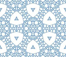 Abstract colorful doodle geometric flower seamless pattern. Floral background. Kaleidoscope mosaic, geo tile of thin line ornament. vector