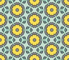 Abstract colorful doodle geometric flower seamless pattern. Floral background. Kaleidoscope mosaic, geo tile of thin line ornament. vector