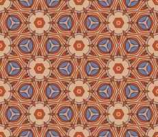 Abstract colorful doodle geometric flower seamless pattern. Floral background. Kaleidoscope mosaic, geo tile of thin line ornament. vector